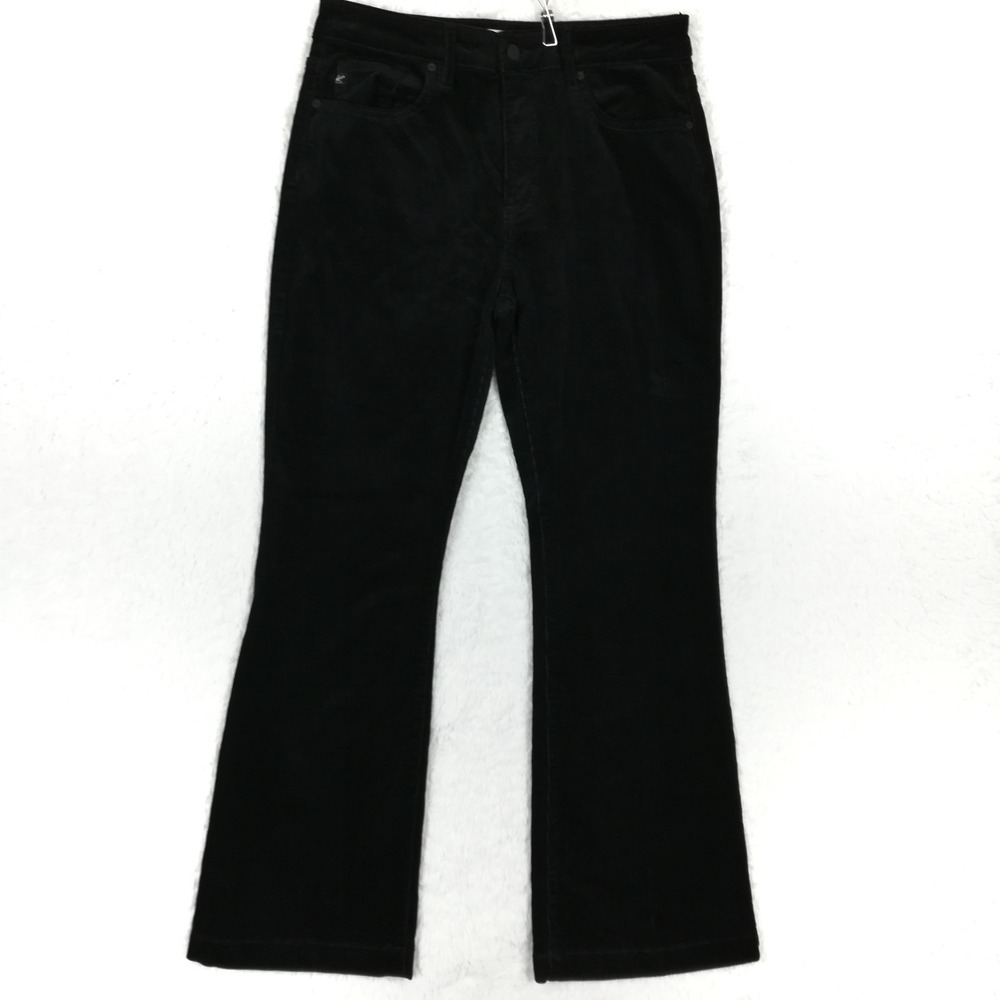 Kancan Womens Pants Flare Boot Cut Corduroy Black High Rise Stretch 28